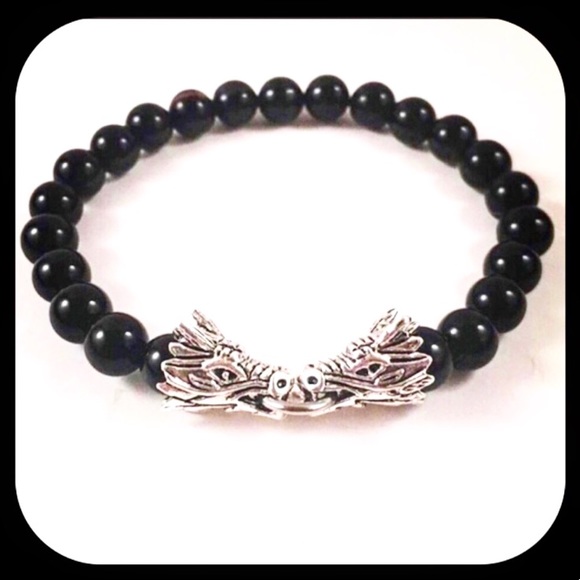 Silverskylight Other - Men or women Onyx gemstones silver dragon bracelet